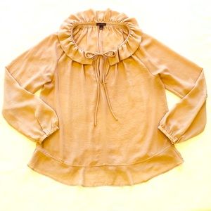 ANN TAYLOR Blush Tie Neck Keyhole Blouse